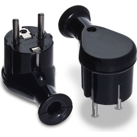 Clavija angular UNI-SCHUKO, 2P+Z, 16A, 250V, negra - VT-301-0055