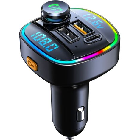 Transmetteur FM Bluetooth Chargeur Voiture USB Double 7 Couleurs Haute Performance Stéréo Universel (1/5)