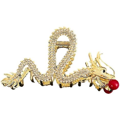 Pince à cheveux pour femme en forme de dragon, ornée de strass, griffes solides, antidérapante, idéale pour le Nouvel An et résistante à la casse.-B (1/5)
