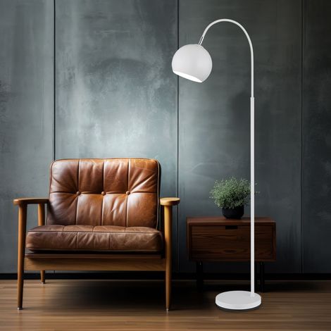 LED Stehleuchte Standleuchte Wohnzimmerlampe weiß Fußtrittschalter E27 H 150 cm
