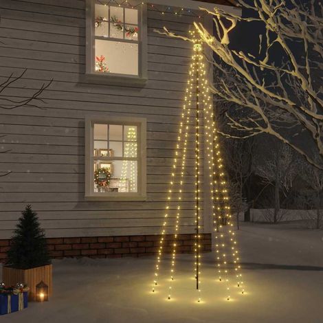 Sapin de Noël Lumineux avec Piquet 310 LED Blanc Chaud 8 Effets Décoration 100 x 300 cm - PANGIVO (1/5)