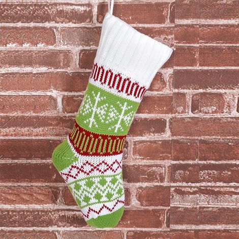 Chaussette De Noël - Tricotée En Câble - Décoration Pour Arbre De Noël - Sac Cadeau - Polyester - Lot De 1 (1/2)