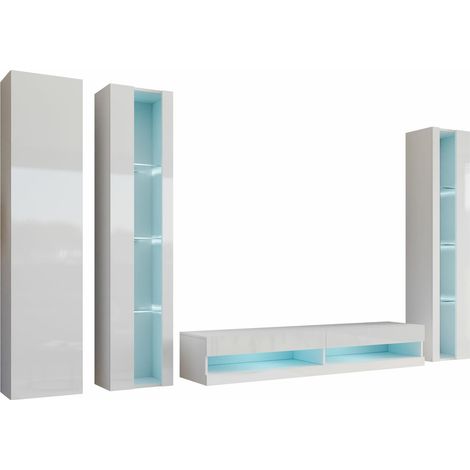 Conjunto de salón Vilrin VII, Blanco + Blanco brillante