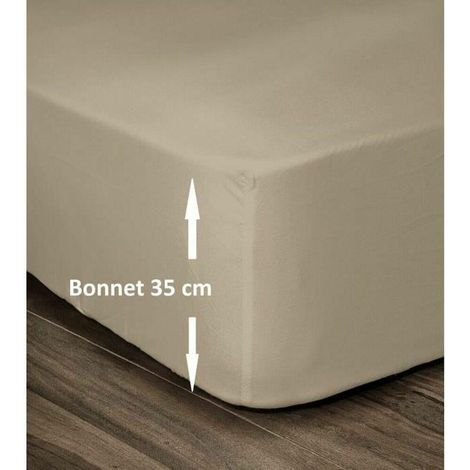 lovely-home Baumwoll Spannbettlaken Beige mit 35 cm Stecksaum