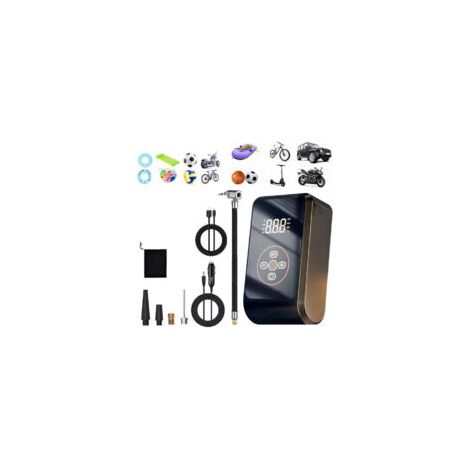 Gonfleur pneus voiture 150 PSI – Compresseur à air portable 4000 mAh – Affichage LCD et lumière LED – Pour moto et ballons (1/5)
