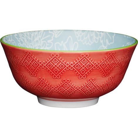 Kitchen Craft KCBOWL13 Bol Gres Esmaltado Grey Floral, Multicolor