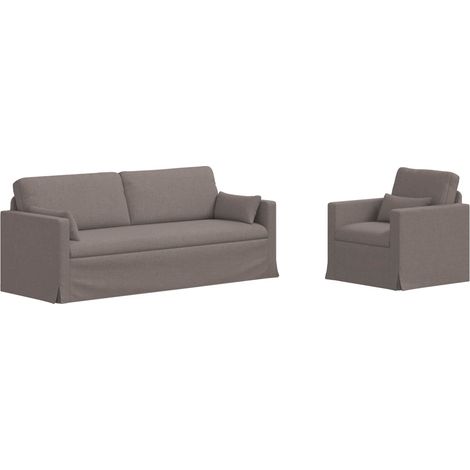 Ensemble de Canapés 2 pcs Salon de jardin Taupe 198 x 78 x 80 cm tissu (1/5)