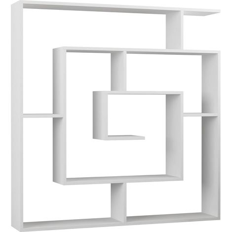 Pegane – Bibliothèque murale en panneaux de particules mélaminés blanc – Dimensions 125 x 22 x 129 cm – Meuble livré en kit pour assemblage facile (1/2)