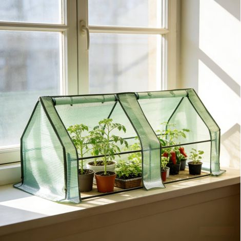 REDOM invernadero de jardín 180x90x90 cm, ventana con cremallera ajustable, estructura de acero y PE verde (1/5)