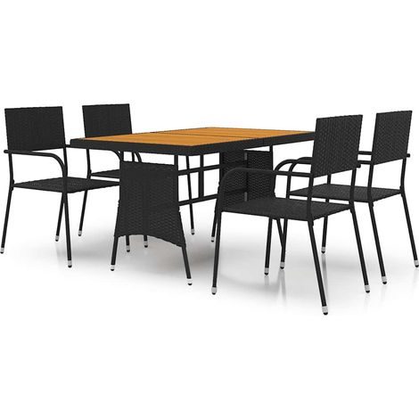 Maison Exclusive - 5-tlg. Garten-Essgruppe Poly Rattan Schwarz (1/5)