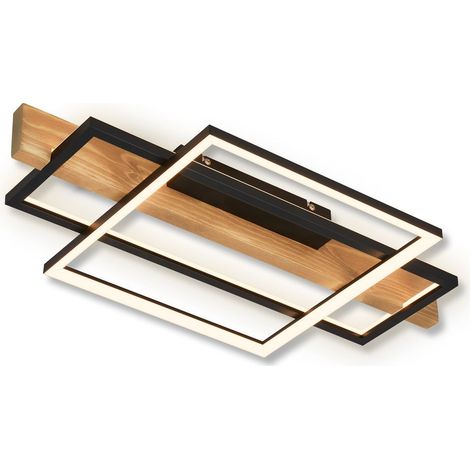LED Deckenlampe Holz LED Deckenleuchte Wohnzimmer Schlafzimmer Dimmbar Backlight