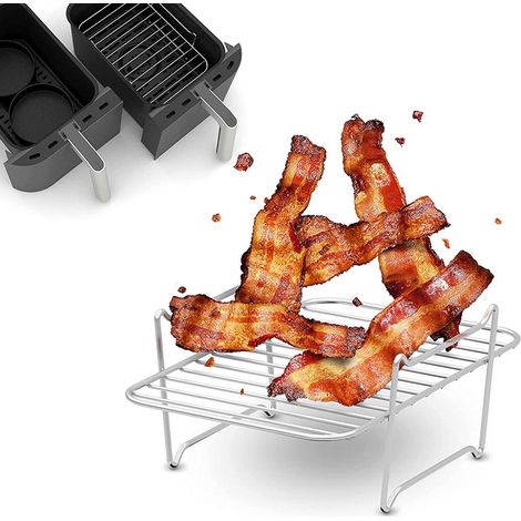 Grille pour friteuse à air chaud double, déshydrateur alimentaire en acier inoxydable, grille à toast, accessoires pour friteuse à air chaud. (1/5)