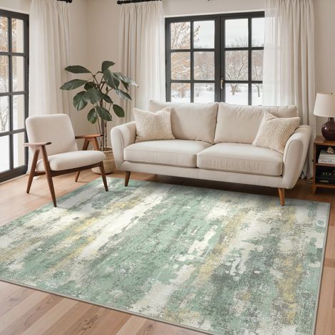 Tapis Salon Résumé 160x230cm Lavable en Machine Rug Grand AntidéRapant Poil Ras, pour Chambre Salle a Manger Descente de Lit Bureau, Cuisine, Mousse D’automne (1/5)