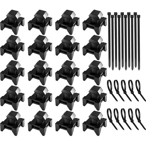 20 Pièces Support de Câble Rainure Clips, Clips Câbles avec 20 Attache Cable, Supports de Câbles pour Profilés en Aluminium, pour Imprimante 3D, Atelier, Maison(Noir) (1/5)