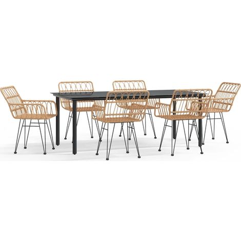 Maison Exclusive - 7-tlg. Garten-Essgruppe Poly Rattan