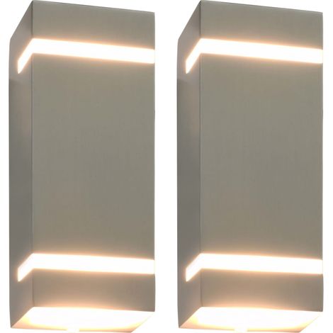 vidaXL Lampade da Parete da Esterno 2 pz 35 W Argento Rettangolari (1/5)
