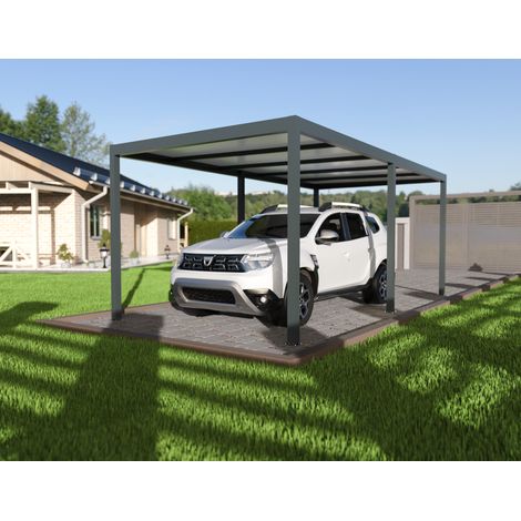 Carport aluminium autoportant 3x6 m anthracite Fabriqué en France (1/5)