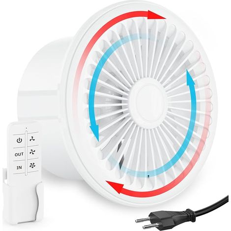 200mm Reversible Air Extractor, Remote Control 3 Speeds Ventilation, Silent Fan Memory Function Bathroom, Kitchen, Garage, Cellar (1/5)