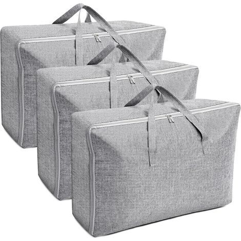 3 Pièces Grand Sac de Rangement 105L+84L+70L, Rangement sous Lit Pliable Closet Organizer Sac de Rangement pour Couette Imperméable avec Poignées Renforcées pour Édredons Couvertures Oreillers (1/5)