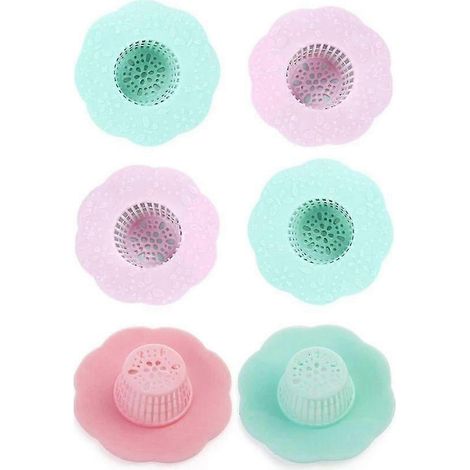 Lot de 6 protège-bondes en forme de fleur, roses et verts (1/5)