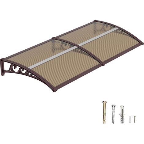 Auvent de Porte d’Entrée 150 × 200 cm, Marquise en Polycarbonate Transparent, Toit de Protection Résistant Contre la Pluie et Les Rayons UV, Gris pour Maison et Entrée (1/5)