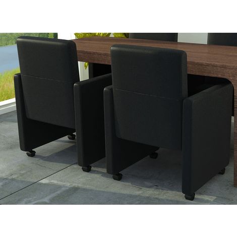 Vidaxl – Chaises à manger lot de 2 – Similicuir noir – Design ergonomique – Hauteur d'assise 47 cm – Pour salle à manger moderne (1/5)