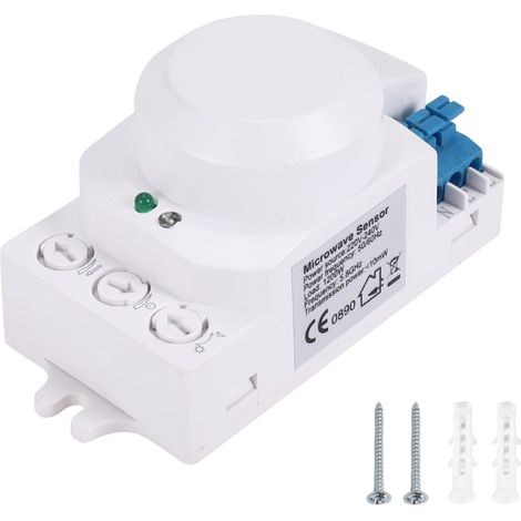Interruptor de luz con sensor LED de 360° para sistemas de radiofrecuencia de 5,8 GHz y hornos microondas, color blanco.