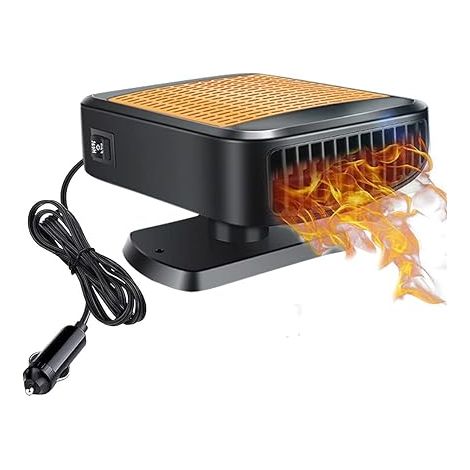 Tragbare Autoheizung (12 V, 200 W), 2-in-1-Heiz- und Kühlventilator, Autoheizung mit Zigarettenanzünderstecker, 360° drehbarer Windschutzscheibenentfeuchter
