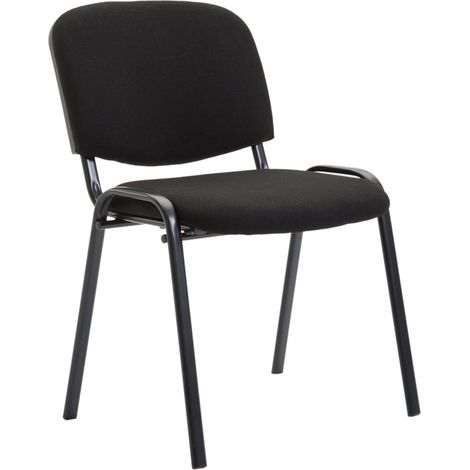 Sedia visitatore impilabile area attesa in tessuto nero, base a 4 gambe in metallo nero 100003401