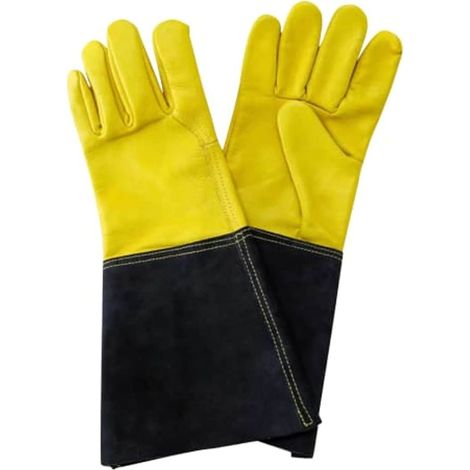 Kent & Stowe Leather Gauntlet Long Sleeve Gardening Gloves Large Yellow