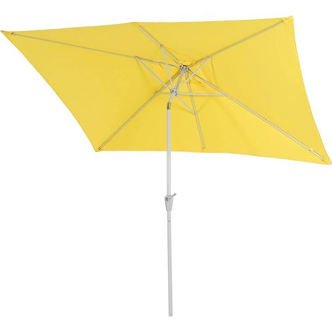 Parasol de jardin 2x3m rectangulaire inclinable polyester/aluminium 4,5kg jaune 040003893