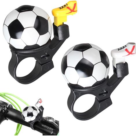 Sonnette de vélo, lot de 2, motif football, son clair et puissant, accessoire pour vélo enfant (garçons et filles), guidon.