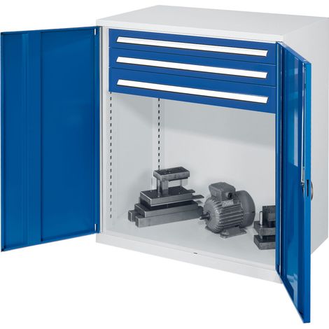 Kappes Schwerlast-Beistellschränke ohne Mitteltrennwand 1110x1000x600mm Modell 65 Vollblechtüren enzianblau