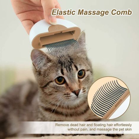 Katzenkamm, 2-in-1 Waschbarer Haustierkamm, Haustierbürste, Massagekamm für Katzen und Hunde, für lang- und kurzhaarige Haustiere (Khaki) (1/5)
