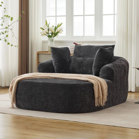 Chaise longue surdimensionnée d’intérieur, canapé moderne en velours côtelé capitonné avec coussin décoratif et accoudoirs, canapé-lit pour salon, chambre, appartement (1/5)