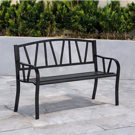 Chaise de jardin nero en metallo 128 x 56 x 86 cm (1/5)