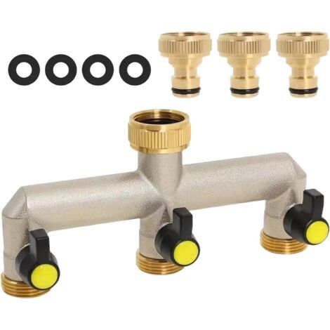 Distributore a tre vie, connettore per tubo da giardino da 3/4", adattatore per rubinetto da esterno (1/5)
