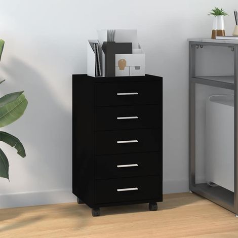 Schubladenschrank mit Rollen Schwarz Holzwerkstoff (1/5)