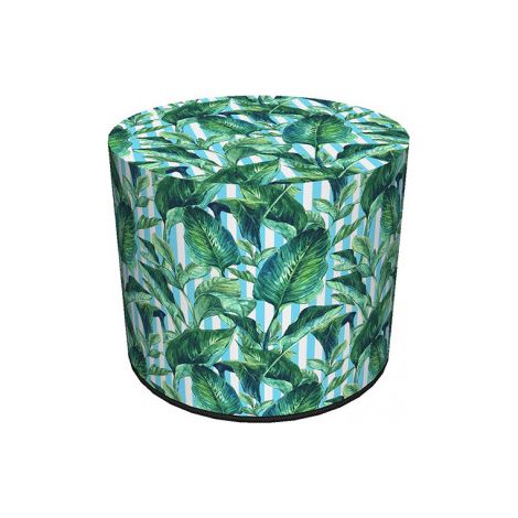 Wasserdichter Codura-Pouf für Haus und Garten – Gestreiftes Palmenmuster, elegant, bequem, stabil, mit Reißverschluss, 40 cm, Bertoni (1/4)