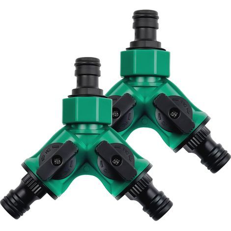 Raccord En Y - Séparateur D'arrosage À Double Sortie Avec Robinets Individuels - Pour Tuyau D'arrosage 3/4 Pouces - Lot De 2 (1/5)