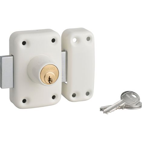 THIRARD - Verrou double entrée Apache pour porte d'entrée, cylindre 40mm, acier, 3 clés, époxy blanc - THIRARD