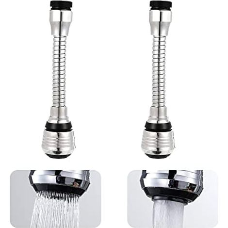 Douchette Robinet Cuisine 2 Pièces Rallonge Robinet Cuisine robinet pivotant à 360 ° tête de pulvérisateur Embout de robinet Convient pour la cuisine et la salle de bain(15.5cm×3.4cm) (1/4)
