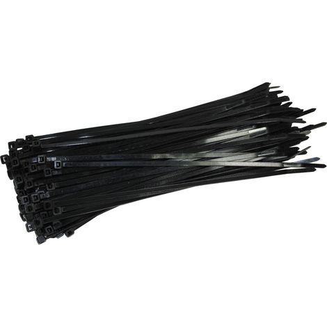 Lot de 100 serre-câbles noirs de 300 mm x 3,6 mm - 18,2 kg de force de traction (1/5)