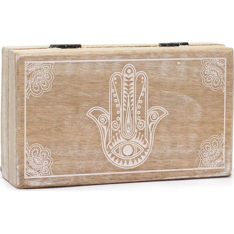 Caja cuadrada mediana 17x10x4,2cm - Hamsa Blanco
