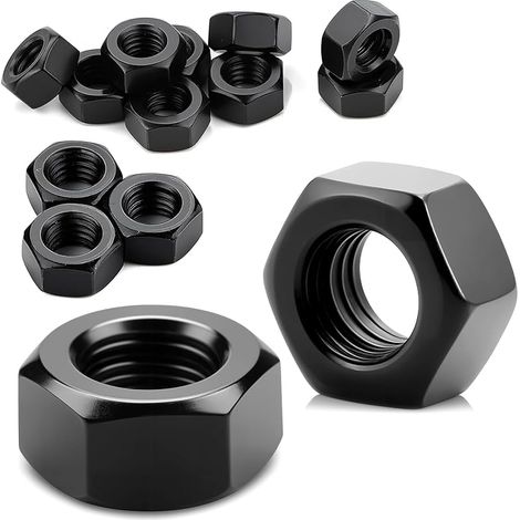 30 écrous hexagonaux M6 en acier zingué noir, pour vis, rondelles, tiges filetées, boulons et fixations, pour une utilisation intérieure et extérieure. (1/5)