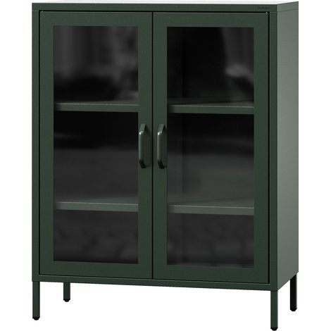 Vitrine en verre GINA, 800 x 1015 x 400 mm, Modern: vert bouteille (1/5)