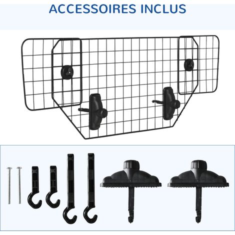 Grille de protection universelle pour chien barrière de sécurité de voiture pour chiens largeur ajustable 90-120 cm noir (1/5)