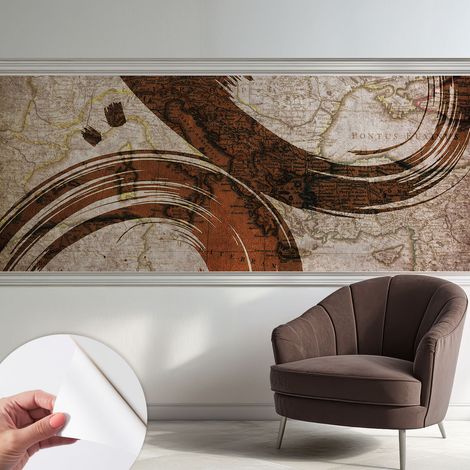 Fotomurale adesivo - murale da parete - Carta da parati autoadesiva - design parete moderno - Mappa artistica 250x104 cm (1/5)