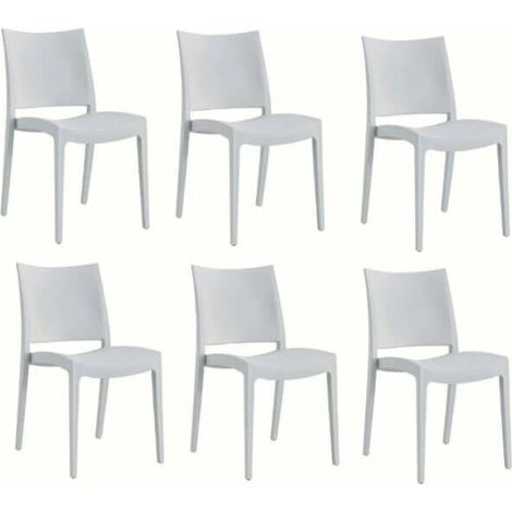 KIT 6 SEDIE POLIPROPILENE CUCINA BAR RISTORANTE SEDIA INTERNO ESTERNO BIANCO 587 flat