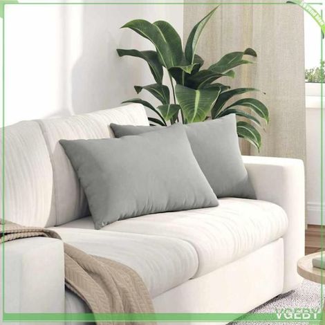Coussins de canapé - ABI - 2 pcs - Gris clair - 60 x 40 cm - Housses amovibles (1/5)